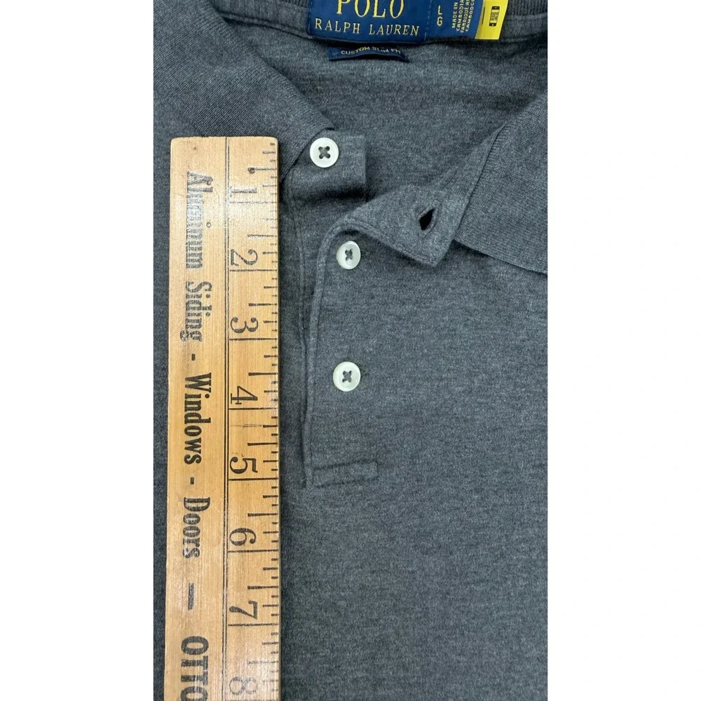 Polo Ralph Lauren Mens Custom Slim Fit Polo Shirt‎ Gray Large